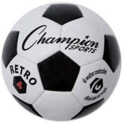 Champion Retro Black & White Soccer Ball, Size 3, 4 & 5 Best Price -Football Shop size 4 550x550 1